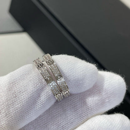 [⭐Spark]LOVE DIAMOND SILVER HOOP EARRINGS