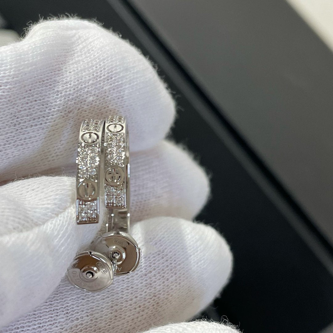 [⭐Spark]LOVE DIAMOND SILVER HOOP EARRINGS