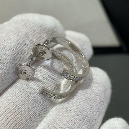 [⭐Spark]LOVE DIAMOND SILVER HOOP EARRINGS