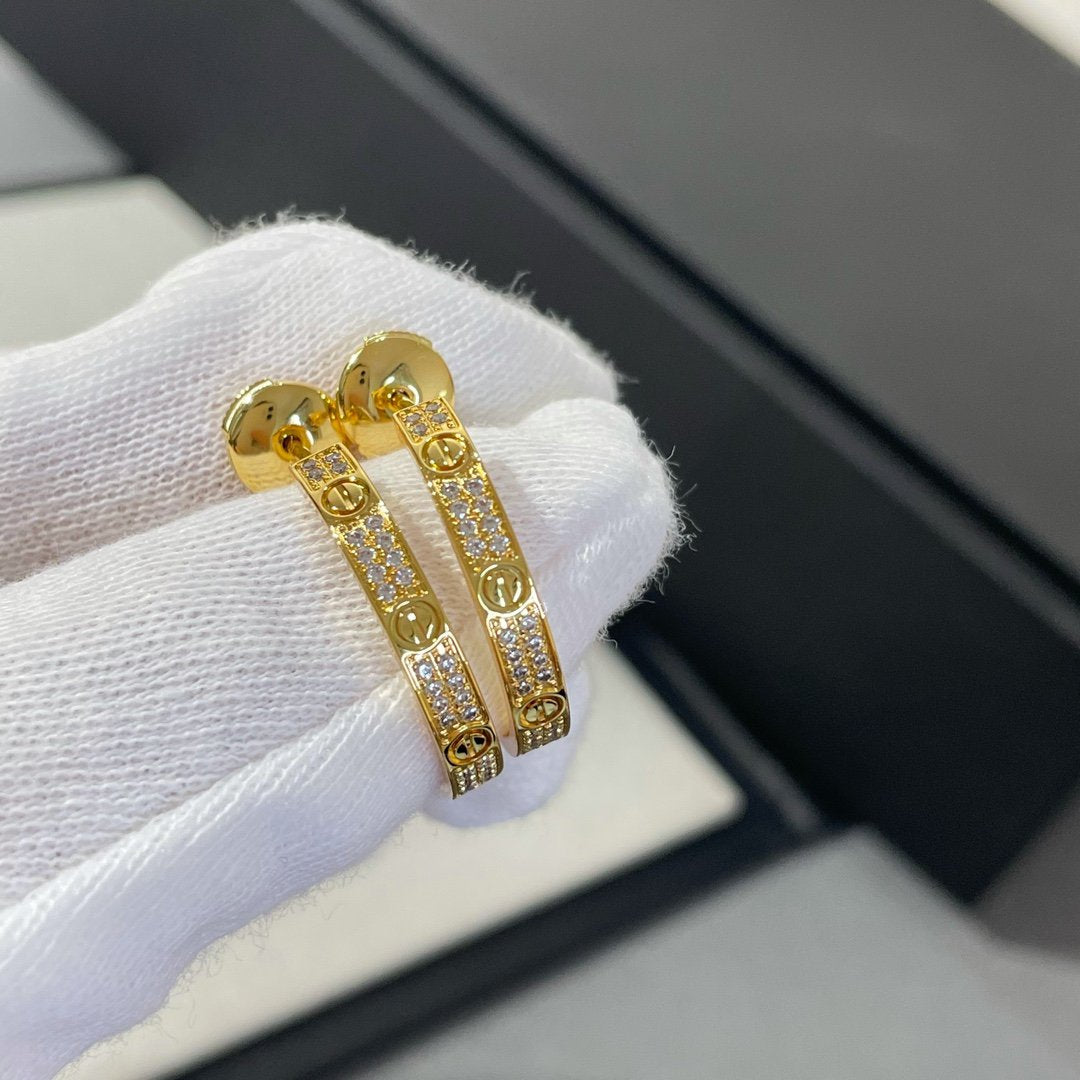 [⭐Spark]LOVE DIAMOND GOLD HOOP EARRINGS