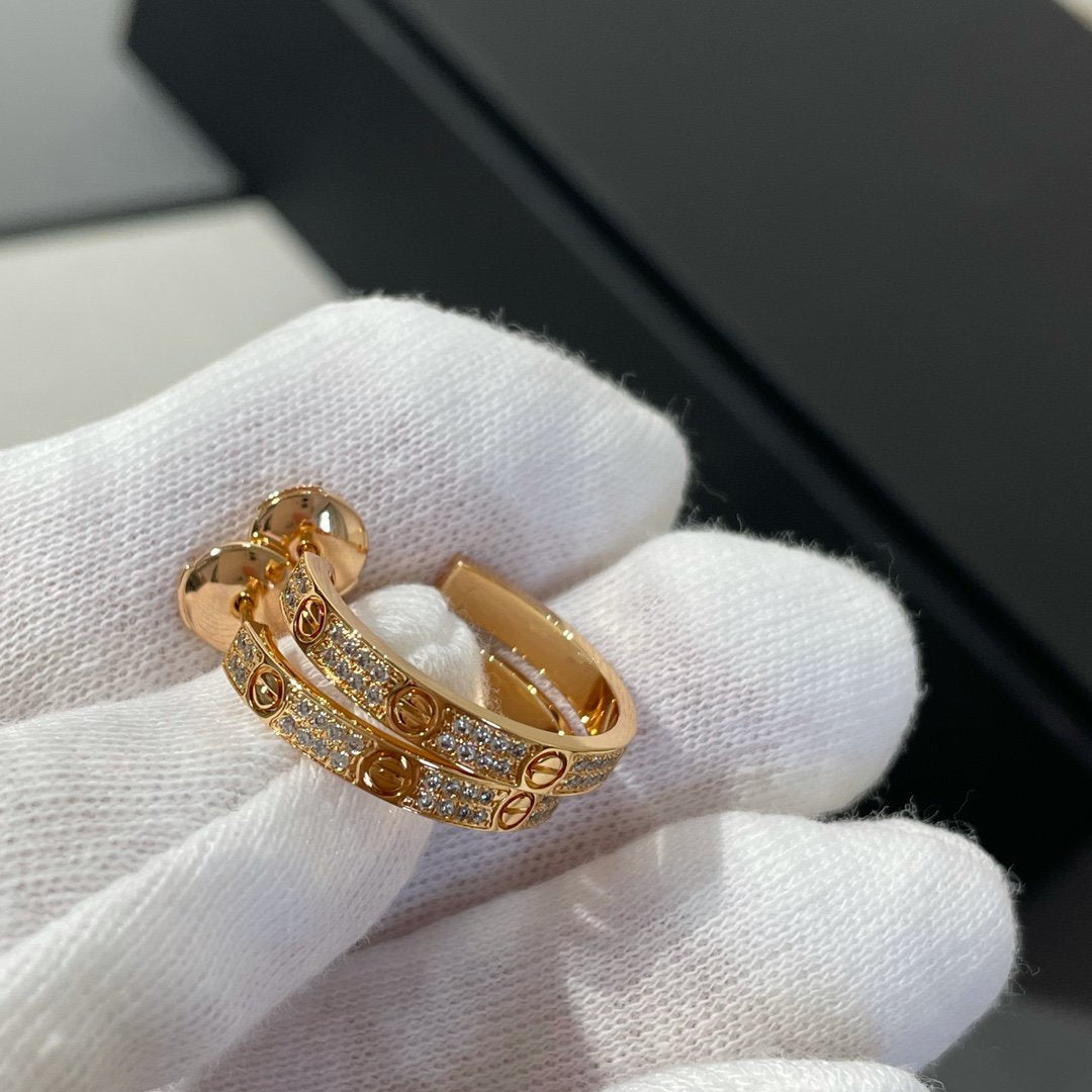 [⭐Spark]LOVE DIAMOND PINK GOLD HOOP EARRINGS