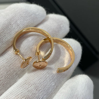 [⭐Spark]LOVE DIAMOND PINK GOLD HOOP EARRINGS