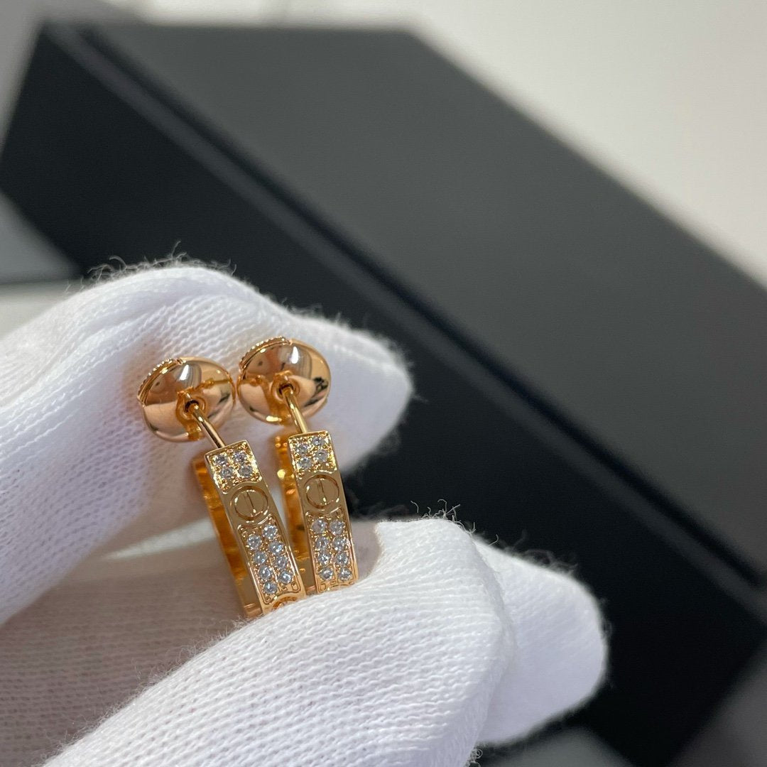 [⭐Spark]LOVE DIAMOND PINK GOLD HOOP EARRINGS