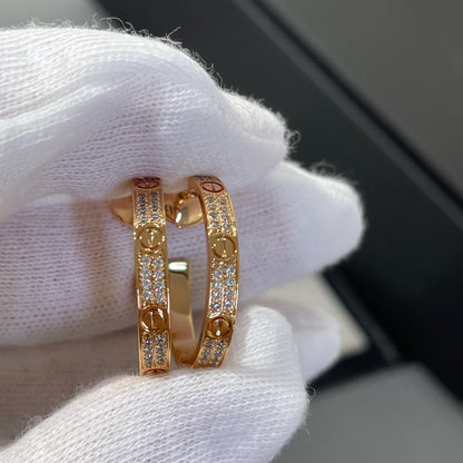 [⭐Spark]LOVE DIAMOND PINK GOLD HOOP EARRINGS