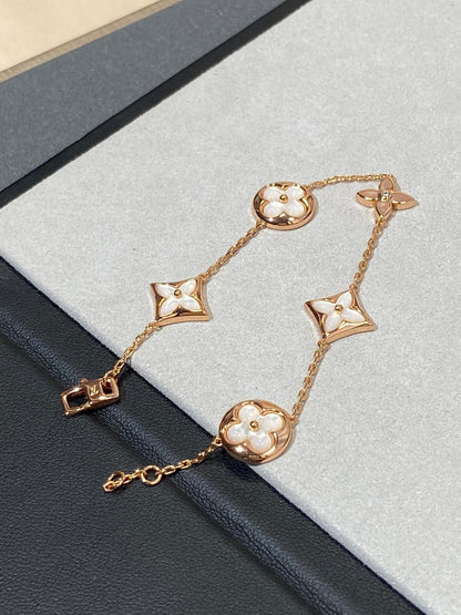 [⭐Spark]STAR AND SUN 5 MOTIF MOP PINK GOLD BRACELET
