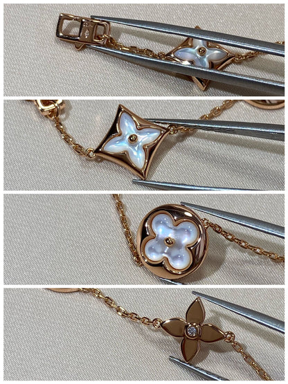 [⭐Spark]STAR AND SUN 5 MOTIF MOP PINK GOLD BRACELET