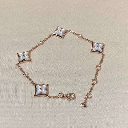 [⭐Spark]STAR 4 MOTIF MOP DIAMOND PINK GOLD BRACELET
