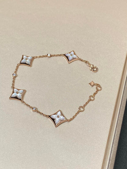 [⭐Spark]STAR 4 MOTIF MOP DIAMOND PINK GOLD BRACELET