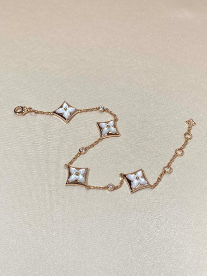 [⭐Spark]STAR 4 MOTIF MOP DIAMOND PINK GOLD BRACELET
