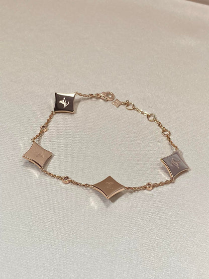 [⭐Spark]STAR 4 MOTIF MOP DIAMOND PINK GOLD BRACELET