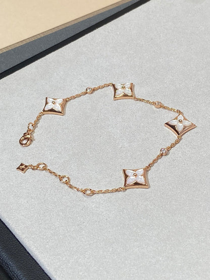 [⭐Spark]STAR 4 MOTIF MOP DIAMOND PINK GOLD BRACELET