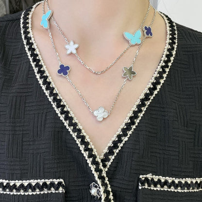 [⭐Spark]LUCKY CLOVER SILVER 11 MOTIF NECKLACE