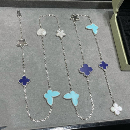 [⭐Spark]LUCKY CLOVER SILVER 11 MOTIF NECKLACE
