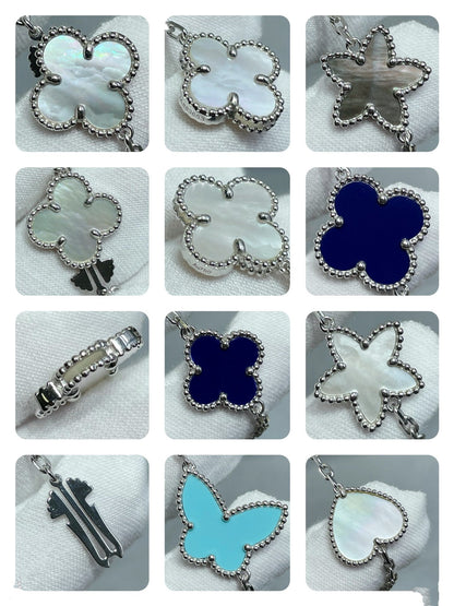 [⭐Spark]LUCKY CLOVER SILVER 11 MOTIF NECKLACE