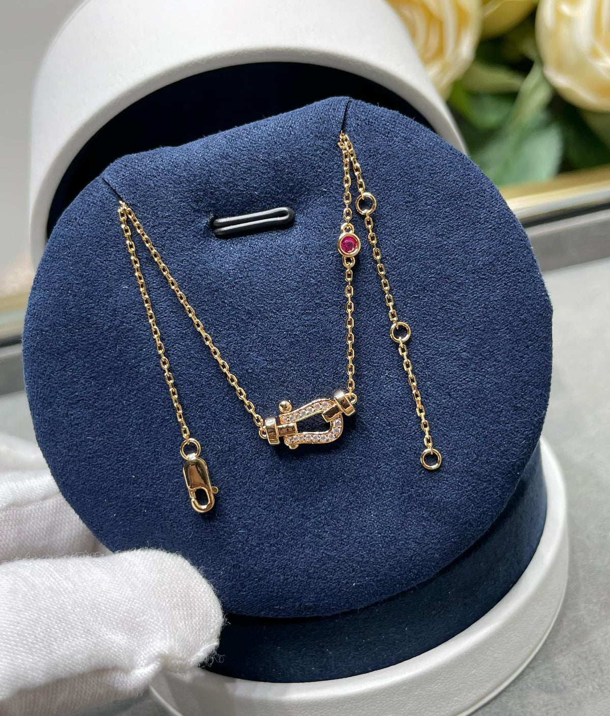 [⭐Spark]FORCE 10 DIAMOND PINK GOLD NECKLACE