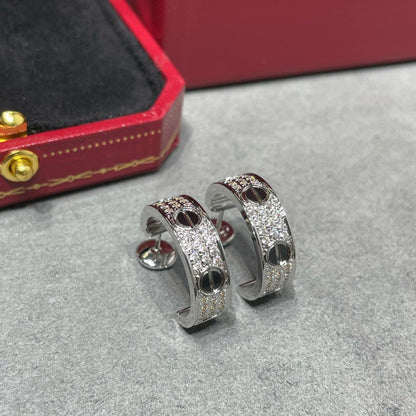 [⭐Spark]LOVE CERAMIC DIAMOND PAVED SILVER EARRINGS