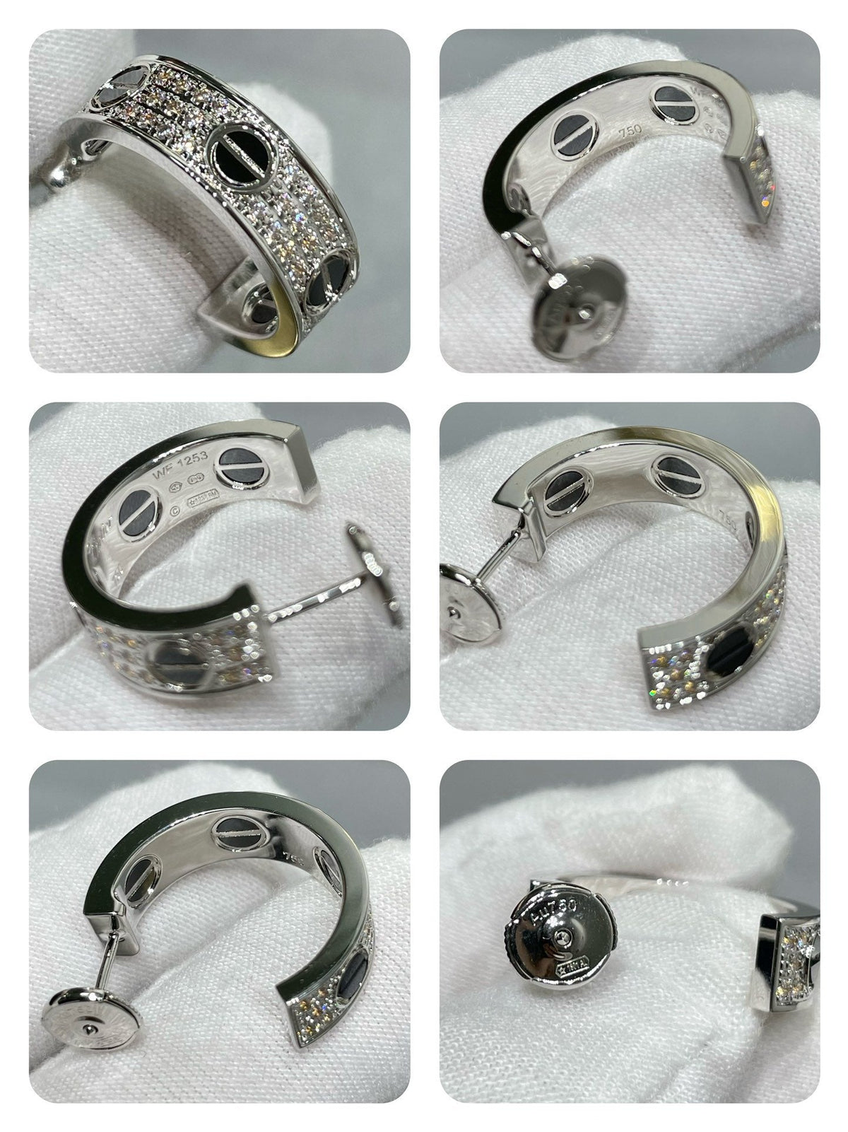 [⭐Spark]LOVE CERAMIC DIAMOND PAVED SILVER EARRINGS