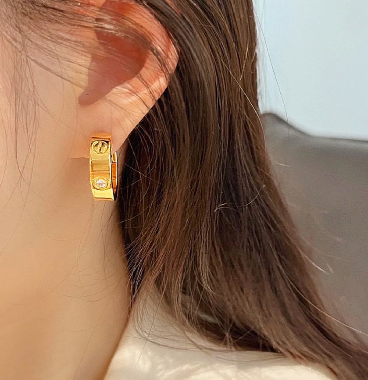 [⭐Spark]LOVE 5.5MM 1 DIAMOND EARRINGS