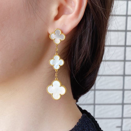 [⭐Spark]CLOVER MOP 3 MOTIFS GOLD EARRINGS