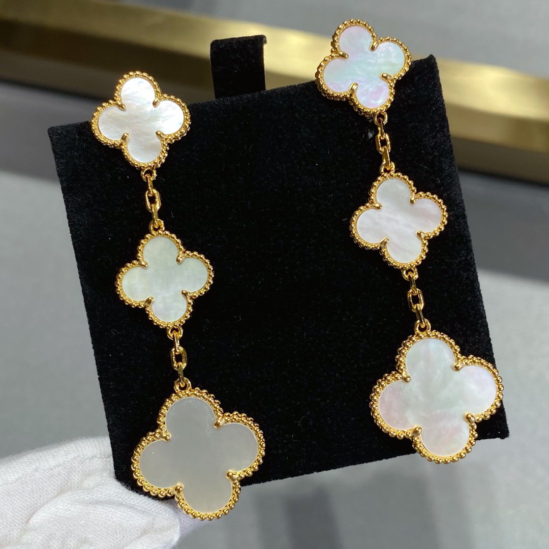 [⭐Spark]CLOVER MOP 3 MOTIFS GOLD EARRINGS
