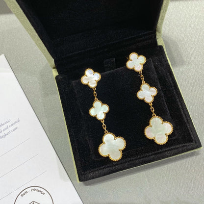 [⭐Spark]CLOVER MOP 3 MOTIFS GOLD EARRINGS