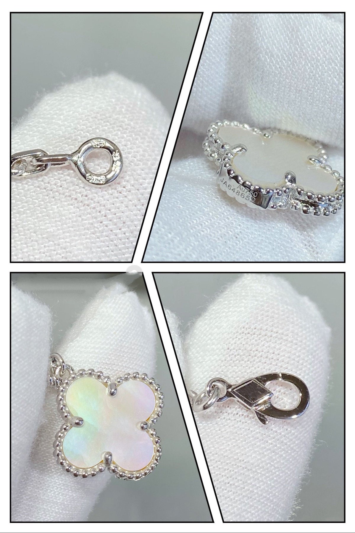 [⭐Spark]CLOVER 5 MOTIF WHITE MOP SILVER BRACELET