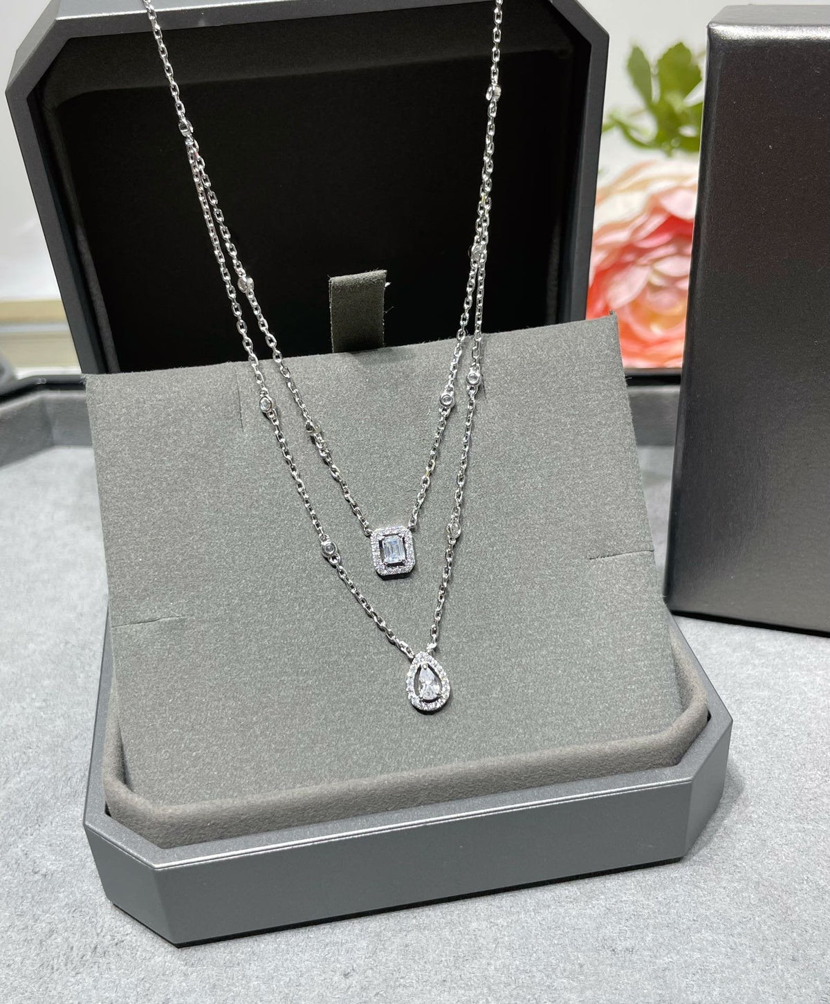 [⭐Spark]MY TWIN 2 ROW DIAMOND NECKLACE