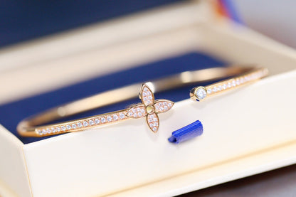 [⭐Spark]IDYLLE PINK GOLD OPEN BRACELET DIAMOND PAVED