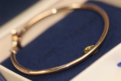 [⭐Spark]IDYLLE PINK GOLD OPEN BRACELET DIAMOND PAVED