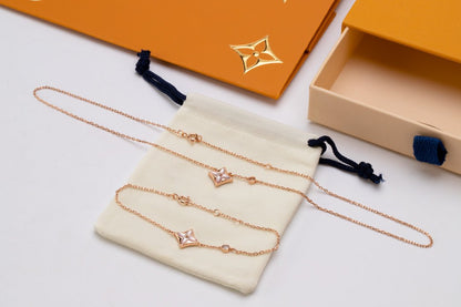 [⭐Spark]STAR PINK MOP 1 DIAMOND PINK GOLD NECKLACE