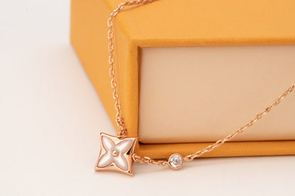 [⭐Spark]STAR PINK MOP 1 DIAMOND PINK GOLD NECKLACE