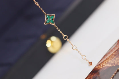 [⭐Spark]STAR AND SUN 4 MOTIF PINK GOLD MALACHITE BRACELET