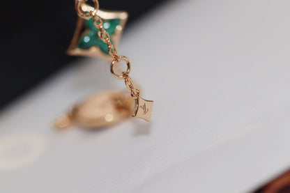 [⭐Spark]STAR AND SUN 4 MOTIF PINK GOLD MALACHITE BRACELET
