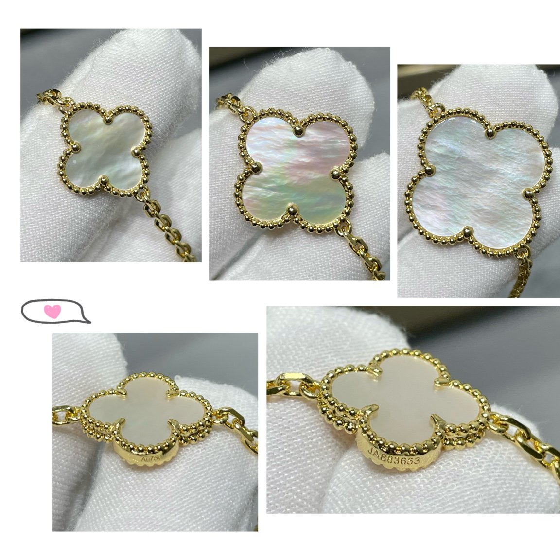 [⭐Spark]CLOVER 16 MOTIF WHITE MOP GOLD NECKLACE