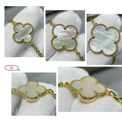 [⭐Spark]CLOVER 16 MOTIF WHITE MOP GOLD NECKLACE