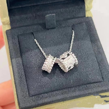 [⭐Spark]PERLEE DOUBLE PENDANT SILVER DIAMOND NECKLACE