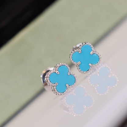 [⭐Spark]CLOVER MINI TURQUOISE SILVER STUD EARRINGS