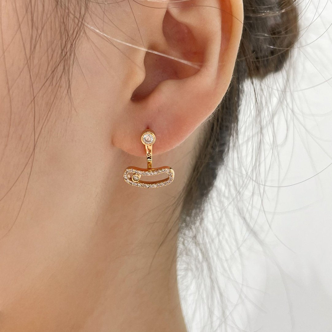[⭐Spark]MOVE UNO PINK GOLD DIAMOND EARRINGS