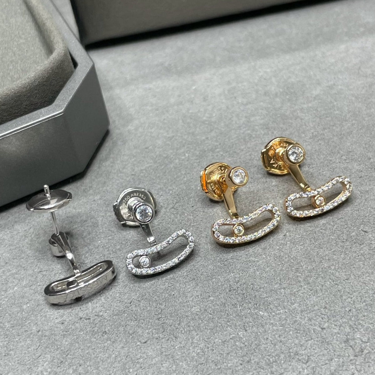 [⭐Spark]MOVE UNO PINK GOLD DIAMOND EARRINGS