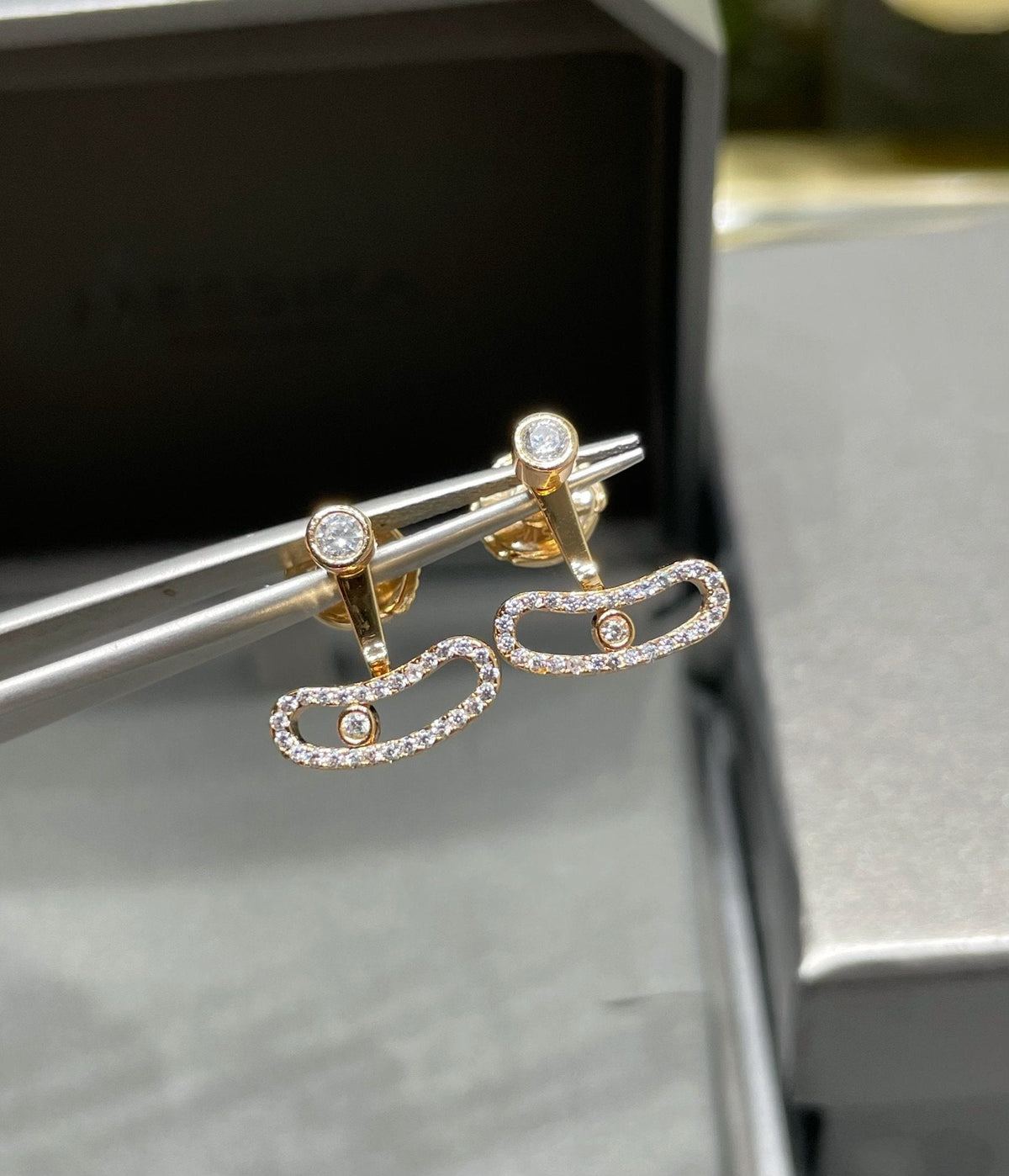 [⭐Spark]MOVE UNO PINK GOLD DIAMOND EARRINGS