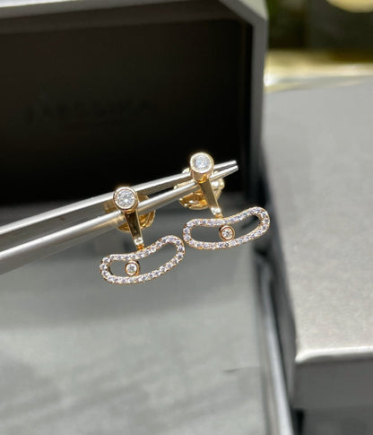 [⭐Spark]MOVE UNO PINK GOLD DIAMOND EARRINGS