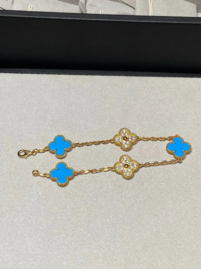 [⭐Spark] CLOVER 5 MOTIF BLUE AGATE BRACELET COLLECTION