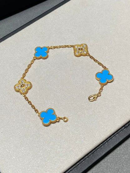 [⭐Spark] CLOVER 5 MOTIF BLUE AGATE BRACELET COLLECTION