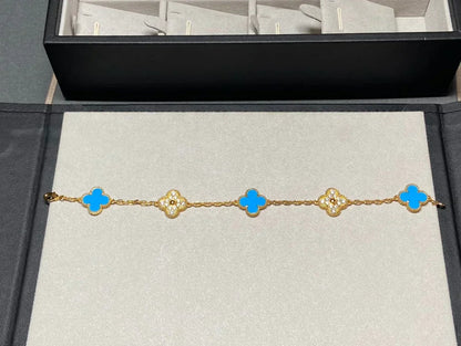 [⭐Spark] CLOVER 5 MOTIF BLUE AGATE BRACELET COLLECTION