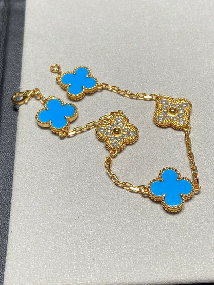 [⭐Spark] CLOVER 5 MOTIF BLUE AGATE BRACELET COLLECTION