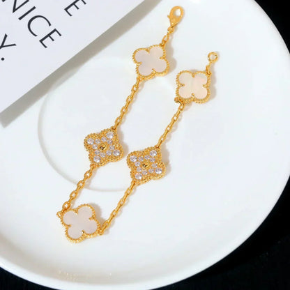 [⭐Spark]CLOVER WHITE PEARL MOP 5 MOTIF BRACELET COLLECTION