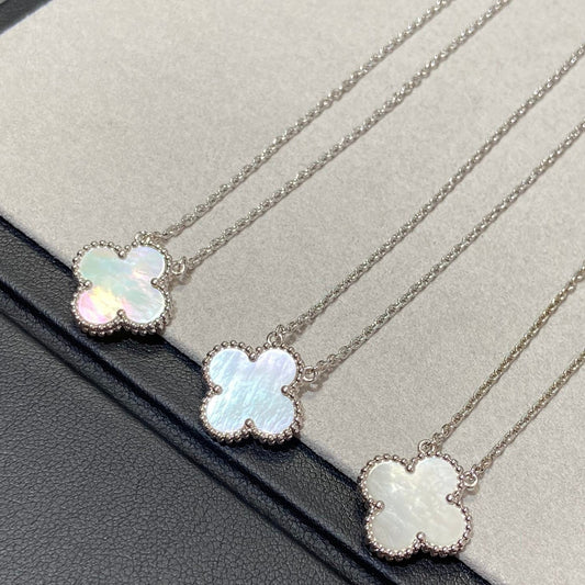 [⭐Spark]CLOVER MEDIUM SILVER WHITE MOP NECKLACE