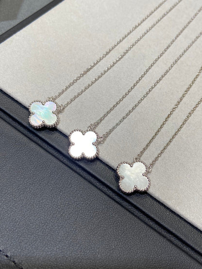 [⭐Spark]CLOVER MEDIUM SILVER WHITE MOP NECKLACE
