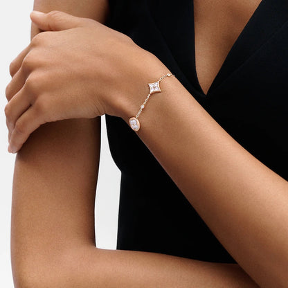[⭐Spark]STAR AND SUN 4 MOTIF WHITE MOP PINK GOLD BRACELET