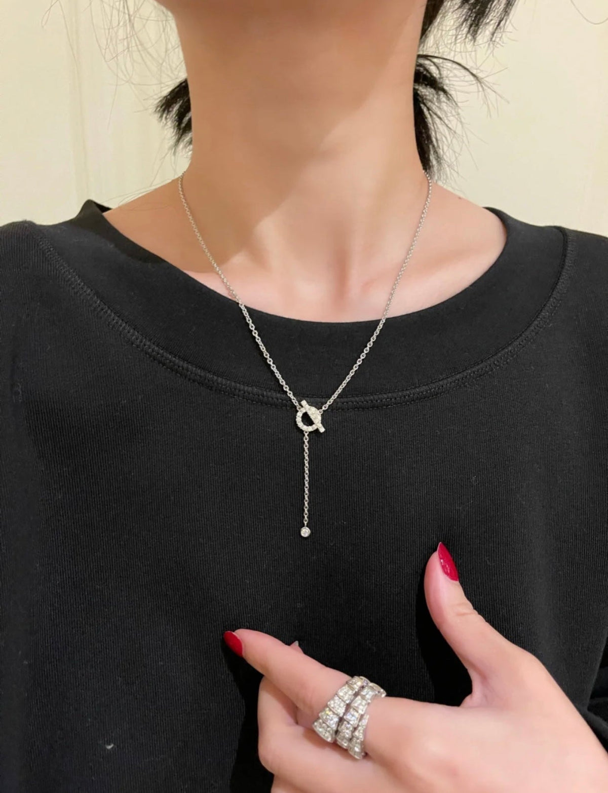 [⭐Spark]FINESSE SILVER DIAMOND NECKLACE